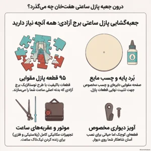 محتویات جعبه پازل ساعتی آزادی