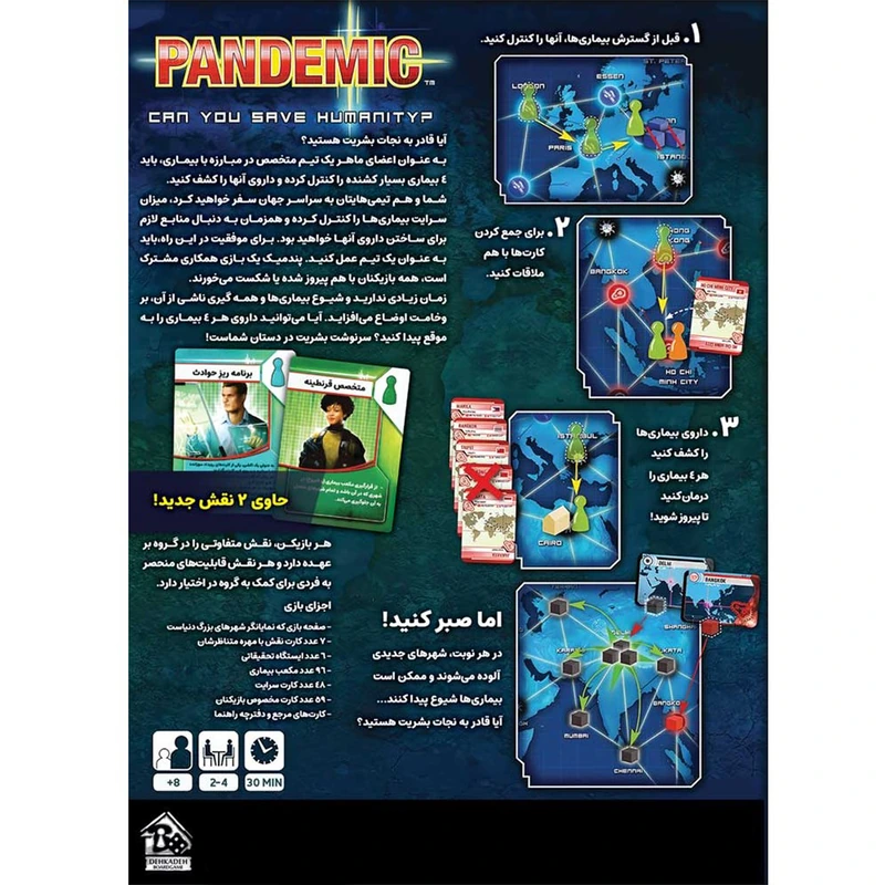 پشت جعبه بازی پندمیک دهکده بردگیم